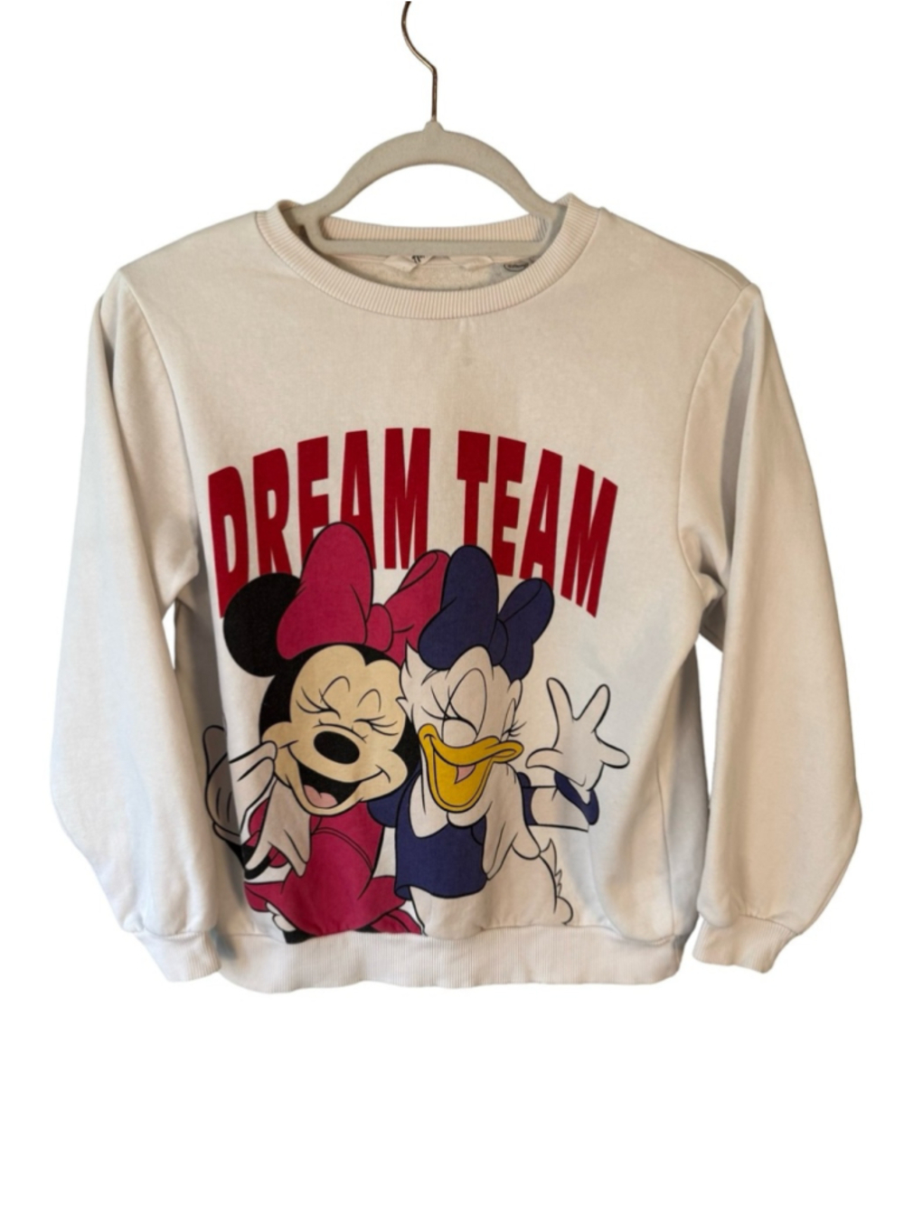 H&M Disney Kids White 'Dream Team' Minnie & Daisy Graphic Sweatshirt Size 8-10
